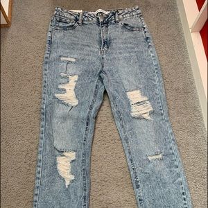 acid wash high waited jeans